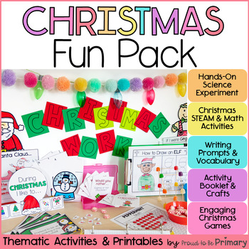 Preview of Christmas Activities - Reindeer Craft, Games, Santa Letter, Elf -Math & Literacy