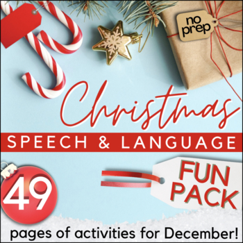 Preview of Christmas Fun Pack | NO PREP Speech Language Activities, Craft & Homework