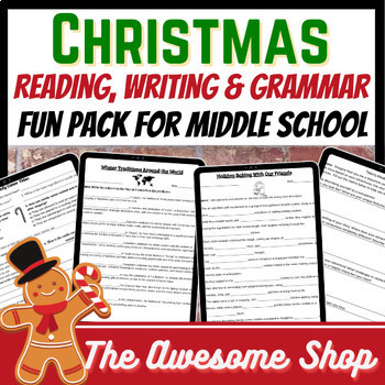 Preview of Christmas Fun W/ Grammar, Writing, Proof Reading, & Comprehension Middle School