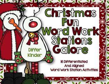 Preview of Christmas Fun Word Work Stations Galore-18 Differentiated and Aligned (Editable)
