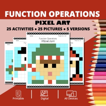 Preview of Christmas: Function Operations Pixel Art Activity