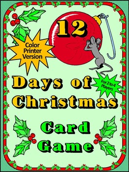Preview of Christmas Game Activities: 12 Days of Christmas Card Game Activity - Color