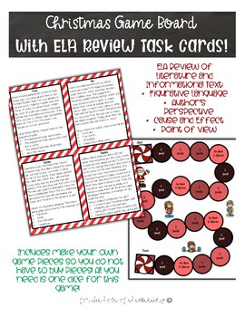 Preview of Christmas Game Board ELA Task Card Review
