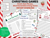 Christmas Game Bundle: Finish that Phrase, Song, Word Scra
