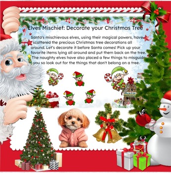 Preview of Christmas Game - Decorate Your Christmas Tree: Elves Mischief (No Prep)