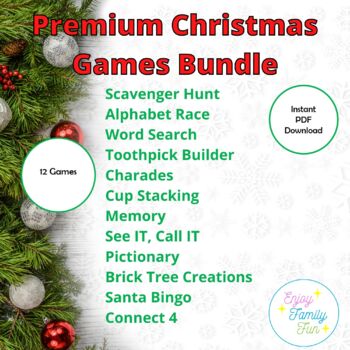 Christmas Games Bundle 2020-12 Activities by EnjoyFamilyFun | TPT
