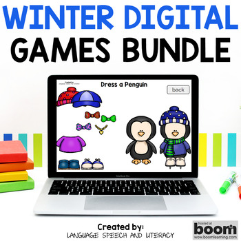 Preview of Winter Digital Games Speech Therapy, Winter Boom Card Games, Incentives