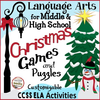 Preview of Christmas Games for Middle & High School Language Arts Challenging & Fun CCSS