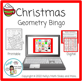 Preview of Christmas Geometry Bingo Game - Digital & Printable