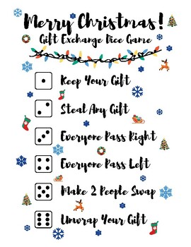 Christmas Gift Exchange Dice Game
