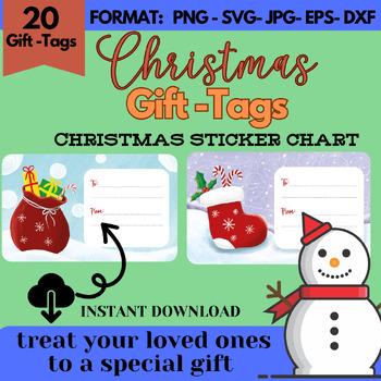 Preview of Christmas gift tags,Christmas sticker chart, sticker decorations ,tpt gift card