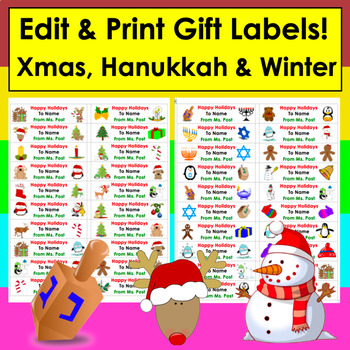 Preview of Christmas Gift Tags- Editable Holiday Gift Tags & Christmas Labels