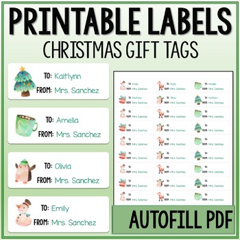 Preview of Christmas Gift Tags - Editable PDF - Enter Names and Print!