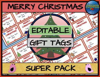 Preview of Christmas Gift Tags Labels | Winter EDITABLE Merry Christmas Holiday Super Pack