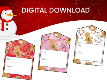 Preview of Christmas Gift Tags Printable  Party Decor Instant Download Digital