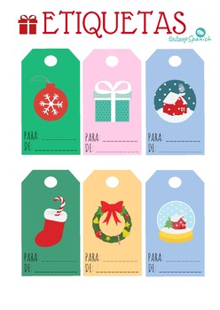 Christmas Gift Tags (Spanish) by TakeUpSpanish | TPT