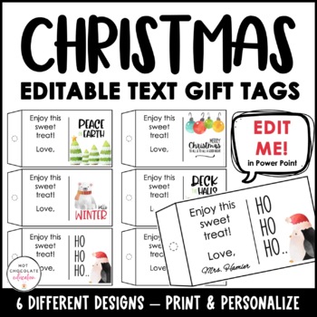 Preview of Christmas Gift Tags for Students |  Editable in Power Point