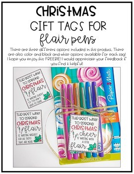 Christmas Gift Tags for Teachers - Flair Pens by Creatively