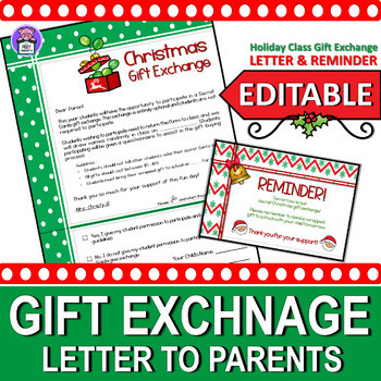 Preview of Christmas Gift exchange Letter to Parents Parent Letter Reminder & Questionnaire