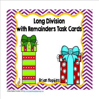 Preview of Long Division With Remainders Task Cards - Christmas Gifts Theme for Math