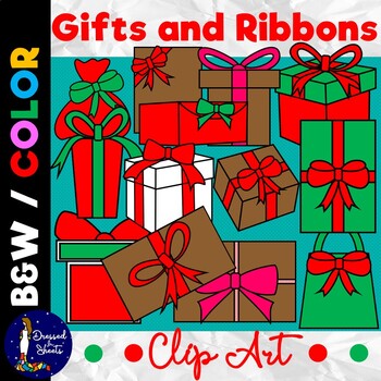 Preview of Christmas Gifts and Ribbons Clip Art