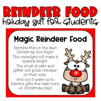 Christmas Gifts for Students | Reindeer Food | Holiday Theme | TPT