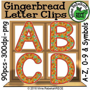 Preview of Christmas Alphabet Clip Set Commercial and Personal Use Gingerbread