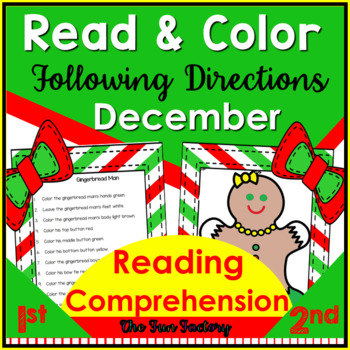 Preview of Read and Color to Follow Directions Activities Reading Comprehension December