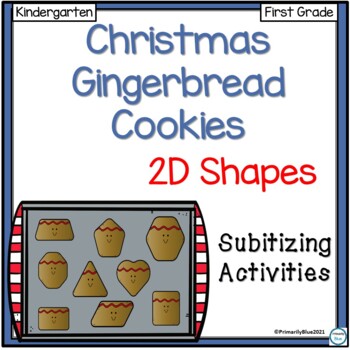 Preview of Christmas Gingerbread Cookies 2D Shapes Subitizing Activities