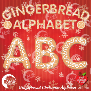 Preview of Christmas Gingerbread Letters Clipart, Christmas Alphabet Clipart, AMB-1491