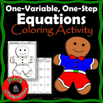 Preview of Christmas Gingerbread Man - Solving One-Variable, One-step Equations TEKS 6.10A