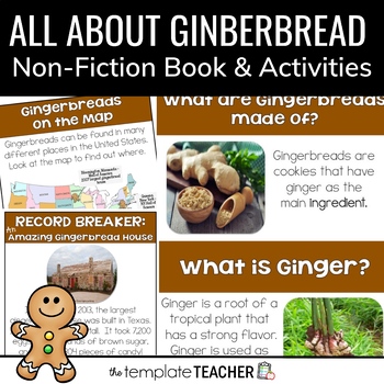 Preview of Gingerbread Unit Nonfiction book & activities for First and Second Grades