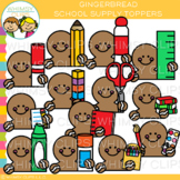 Christmas Gingerbread School Supply Toppers Clip Art