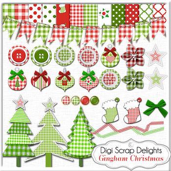 Preview of Christmas Gingham Clip Art