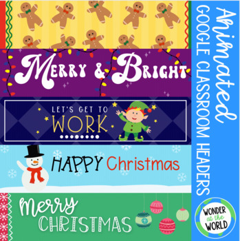 Preview of Christmas Google Classroom animated headers banners