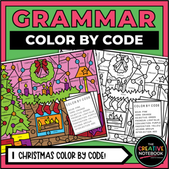 Preview of Christmas Grammar Practice, Christmas Color By Code, Parts of Speech Activity