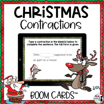 Preview of Christmas Grammar Contractions Boom Cards | Digital Task Cards