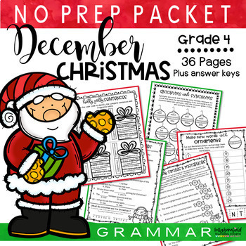 Preview of Christmas Grammar 4th Grade Worksheet Activities December Morning Work