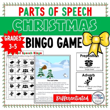 Preview of Christmas Grammar Parts of Speech Bingo Game with Differentiated Passages