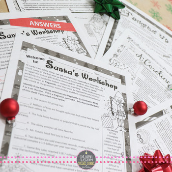 Christmas Grammar Worksheets No Prep Middle And High School By