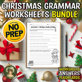 Preview of Christmas Grammar Worksheets for High School NO PREP December