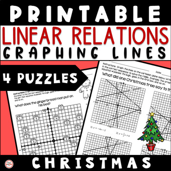 Preview of Christmas Graphing Linear Equations Puzzle Printable Math Activity Worksheet 8th