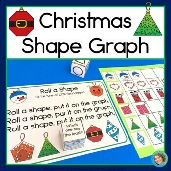 Preview of Christmas 2D Shapes | Roll and Graph Math Activity and Shape Posters