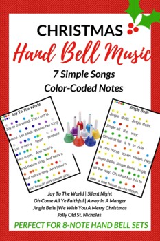 Preview of Christmas Hand Bell Music 1 - 7 Color-Coded Songs