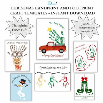 Preview of Christmas Handprint and Footprint Craft Templates