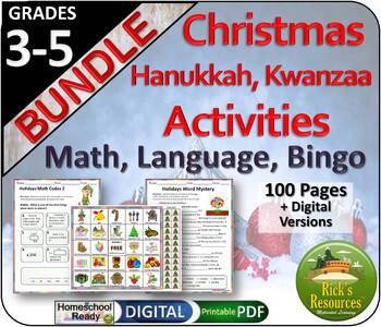 Preview of Christmas Hanukkah, Kwanzaa Activities Bundle  - Print and Digital Versions