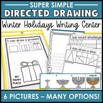 Preview of December Directed Drawing & Writing Center - Includes 3 Winter Holidays!