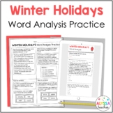 Christmas, Hanukkah, Kwanzaa Word Analysis Worksheets (SOL