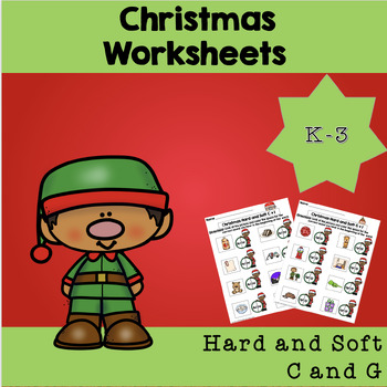 Preview of Christmas Hard and Soft C and G No Prep Worksheets and Easel Activity