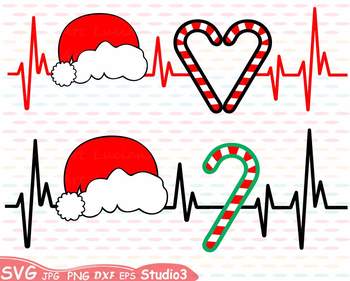 Download Christmas Heart Silhouette Svg Cutting Files Clipart Santa Hat 62sv